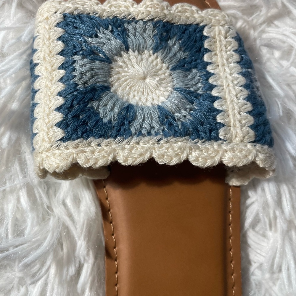Haute Hippie Crochet Sandals in Blue and Cream size 7.5 - Picture 4 of 4